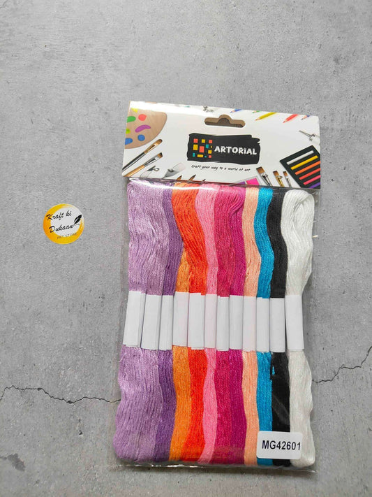 Craft Thread 12PC set in multicolor strands on blister pack