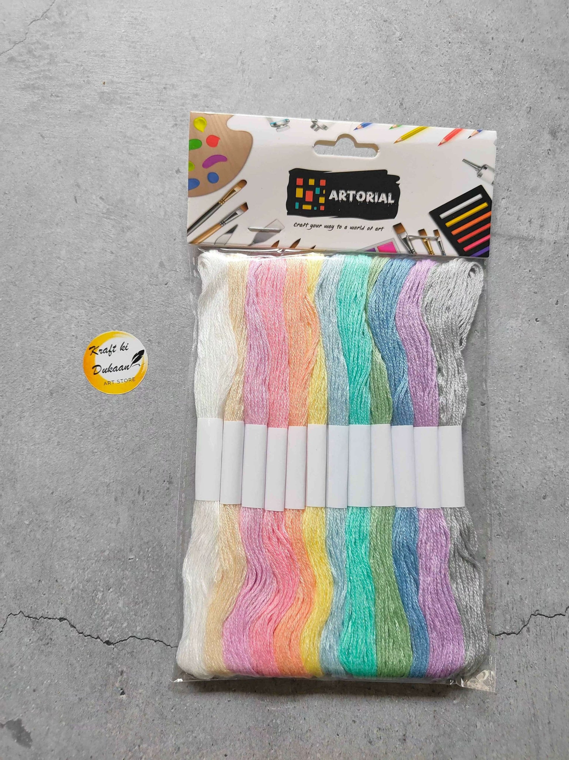 Craft Thread 12PC set: 12 multicolored thread bundles on a single package