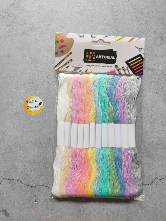 Craft Thread 12PC set: 12 multicolored thread bundles on a single package