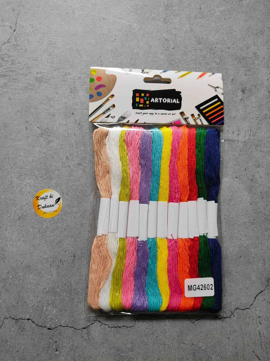 Craft Thread 12PC set with assorted multicolor threads in 12 spools