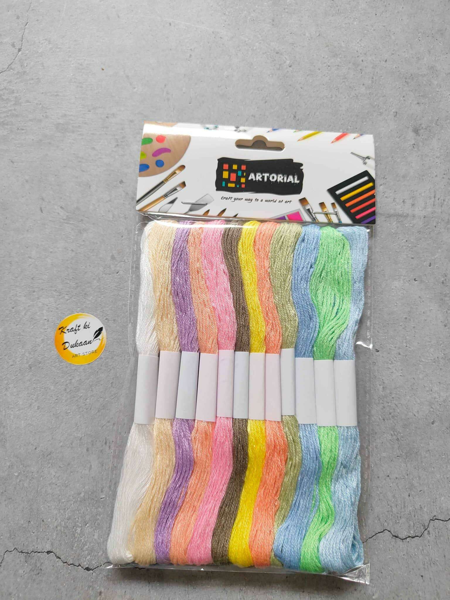 12PC craft thread set, multicolor striped strands in plastic pack