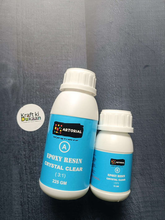 Epoxy resin crystal clear A+B bottles, 3:1 mix ratio, 300g set