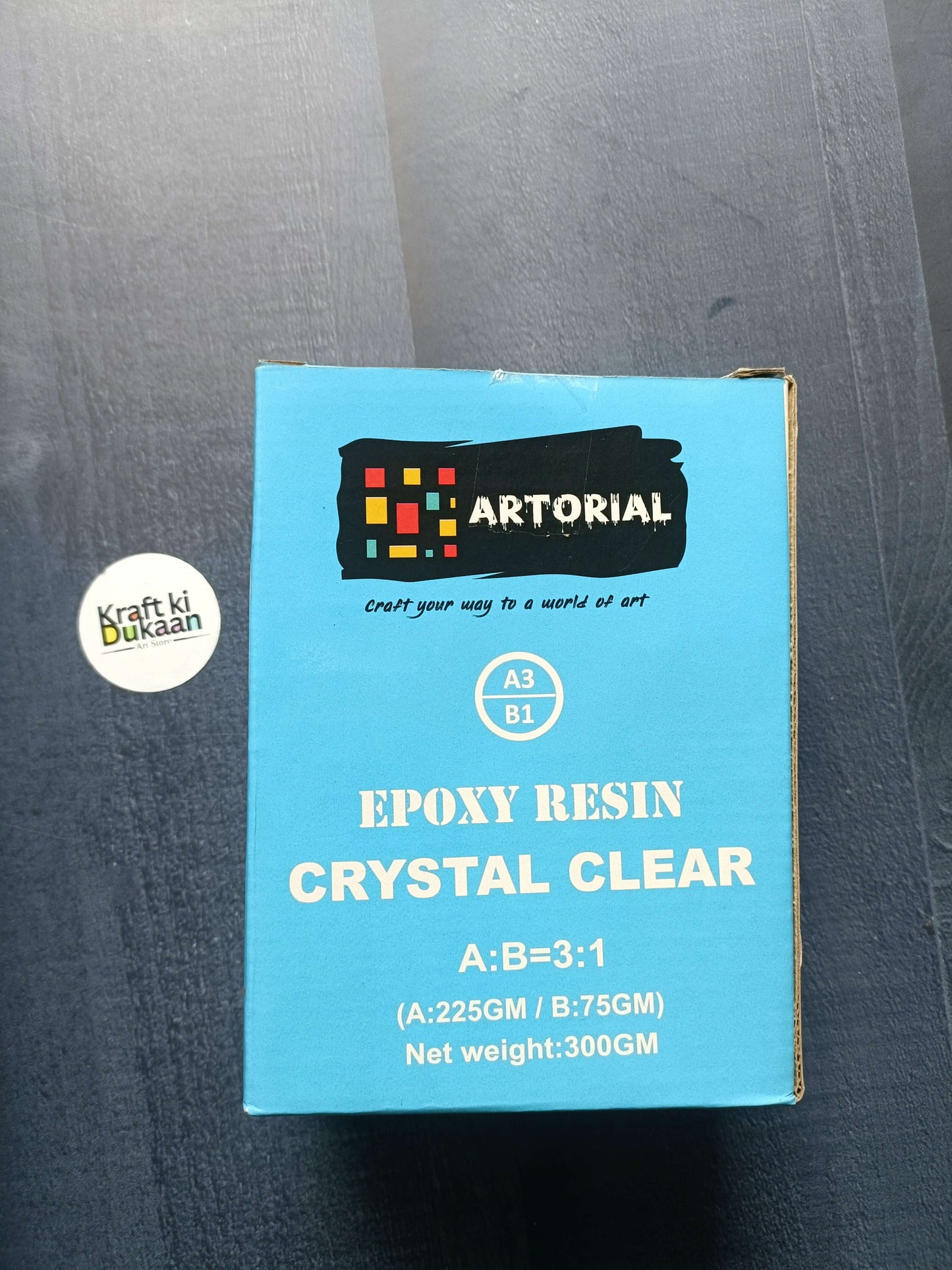 Epoxy resin crystal clear box, A:B 3:1, net 300g