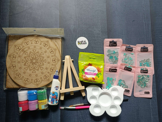 Lippan Art Kit A2: MDF board, paint bottles, glue, brush, clay, color palette, mirror tiles