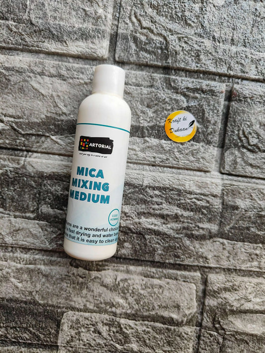 MICA Mixing Medium bottle, white 100 g, teal label text