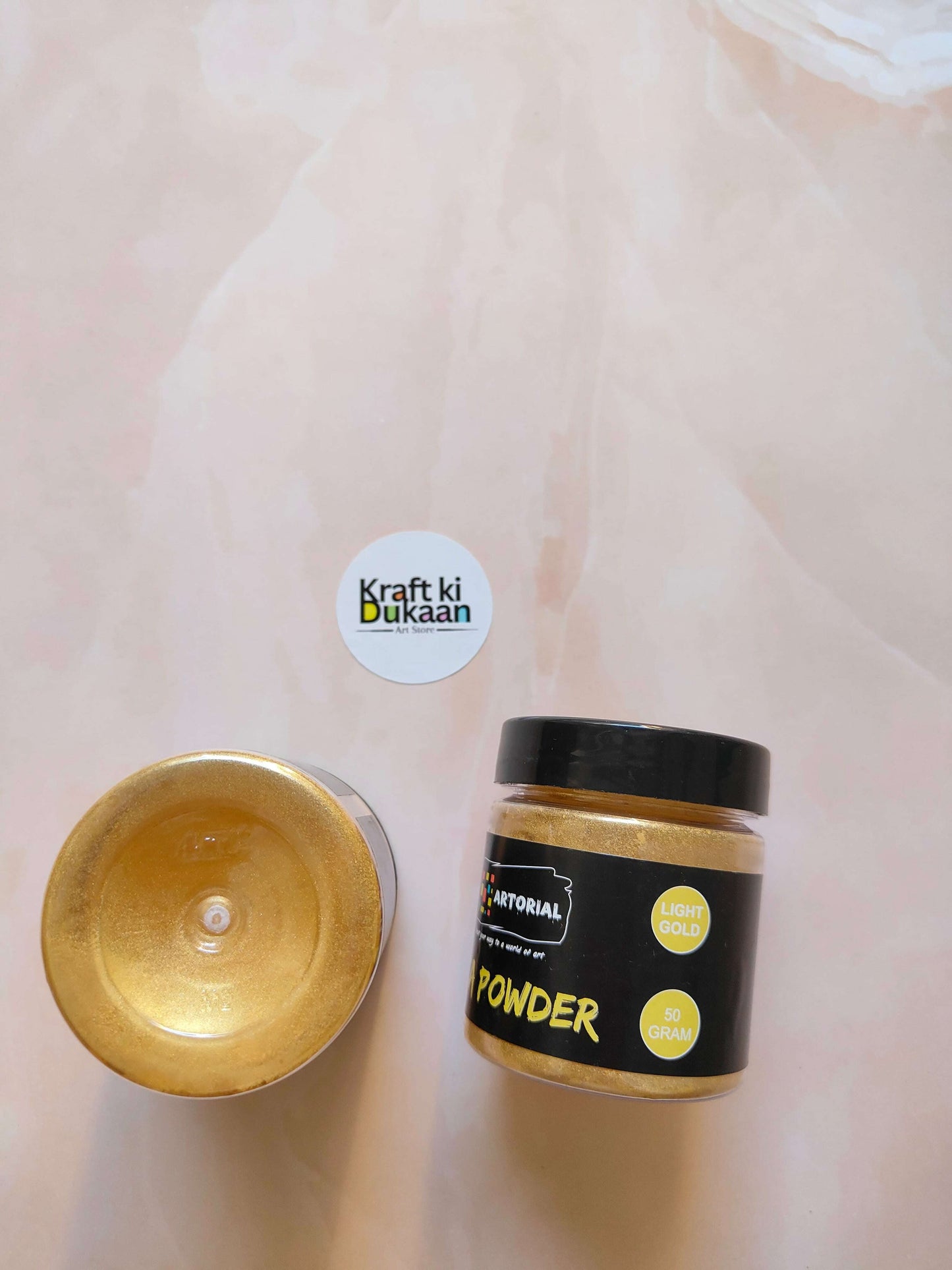 Light gold MICA powder jar with lid, 50g