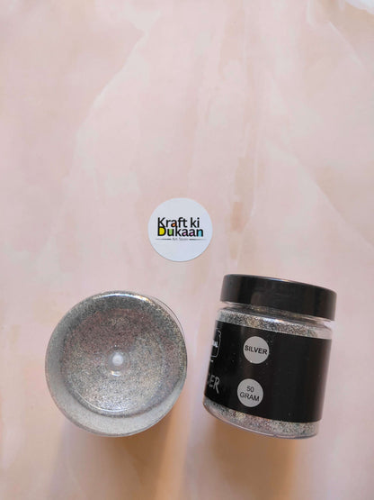 Silver MICA powder jar with lid, 50g
