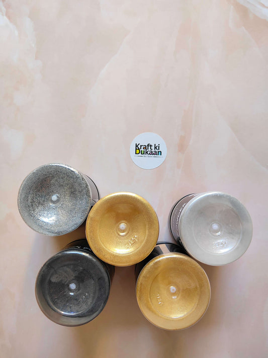 MICA powder jar lids set: silver, gold, white, black, light gold shades