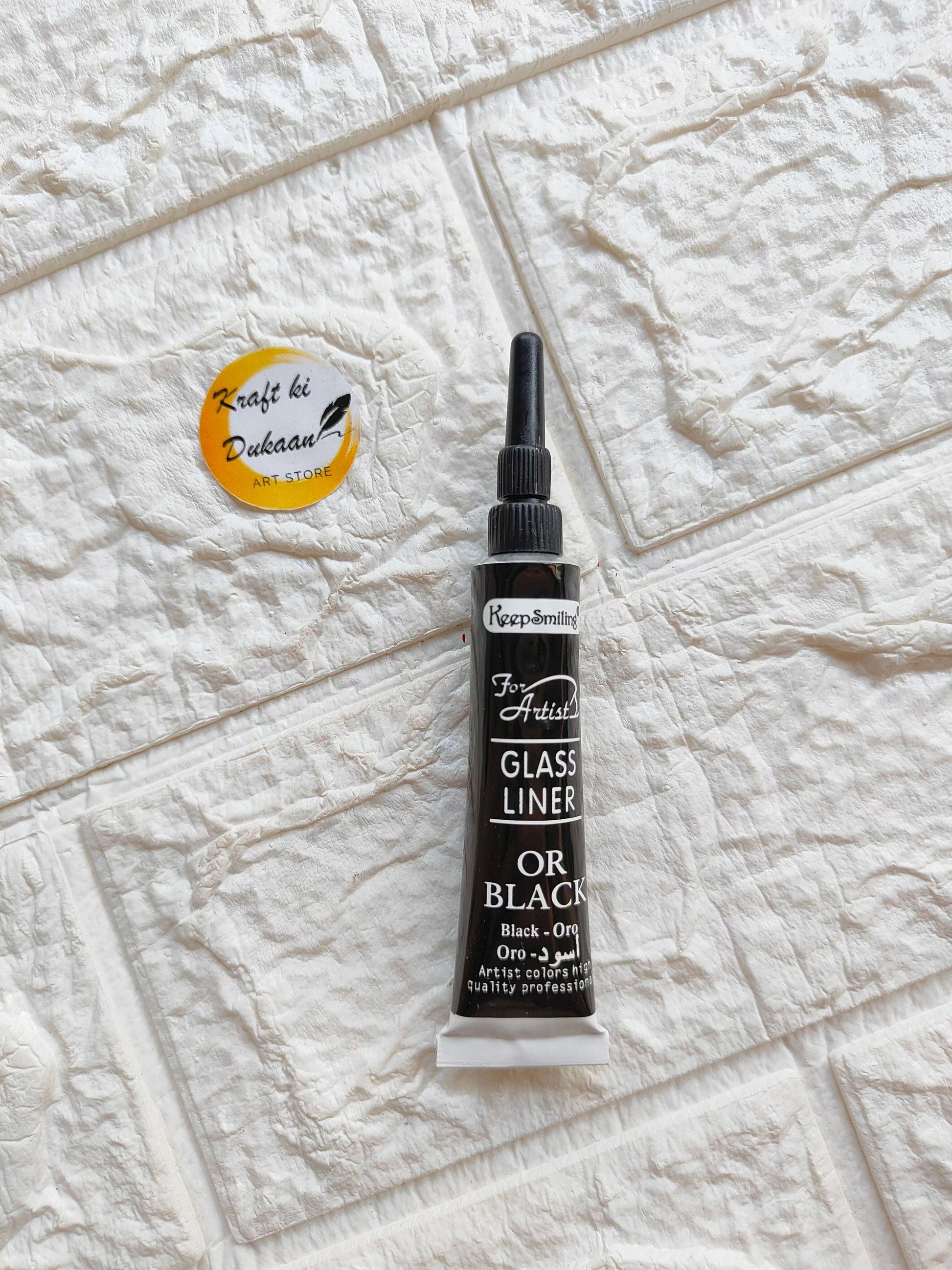 Kraft ki Dukaan black glass liner for resin art in a tube with fine tip for detailed applications