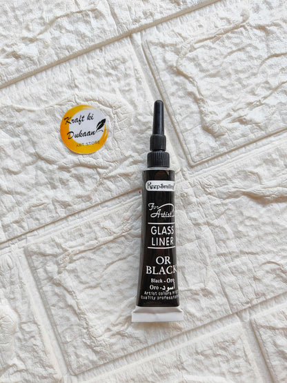 Kraft ki Dukaan black glass liner for resin art in a tube with fine tip for detailed applications