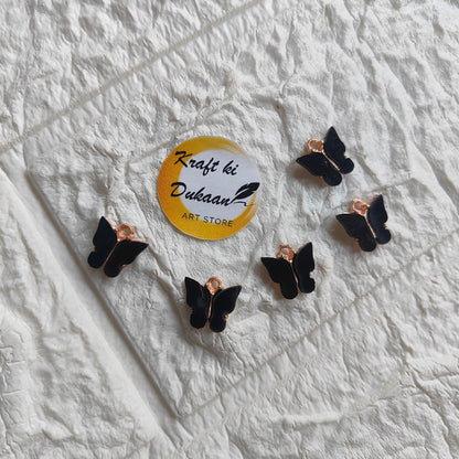 Set of butterfly resin pendant charms in black, ideal for jewelry making and crafts