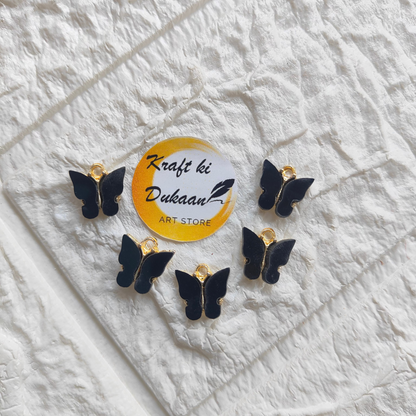 Set of butterfly resin pendant charms from Kraft ki Dukaan in elegant black design