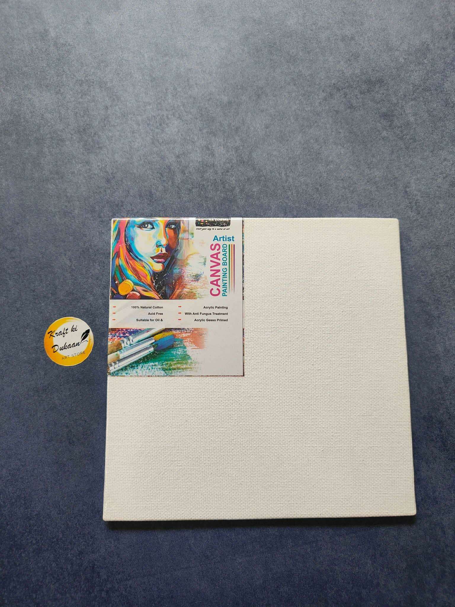 Canvas board 6x6 inch with textured cream surface, blank