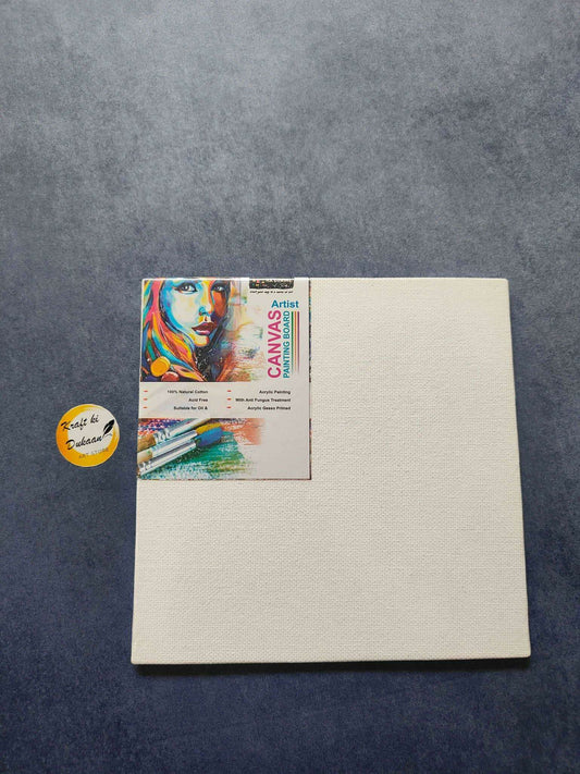 Canvas board 6x6 inch with textured cream surface, blank