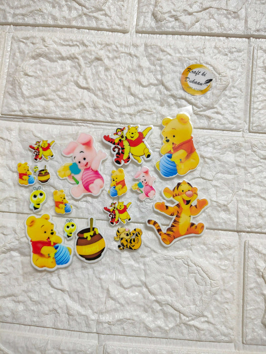 Kraft ki Dukaan sheet sticker set featuring colorful Winnie the Pooh characters for kids' crafts
