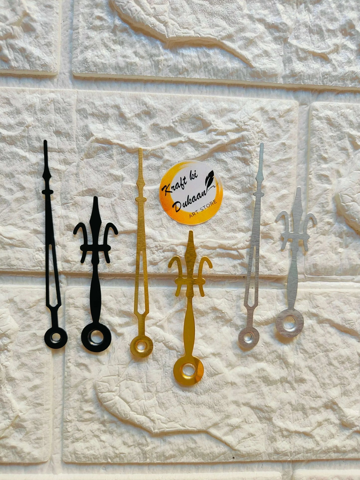 Clock Hands Metal A1 in black metal, long and short hour/minute hands