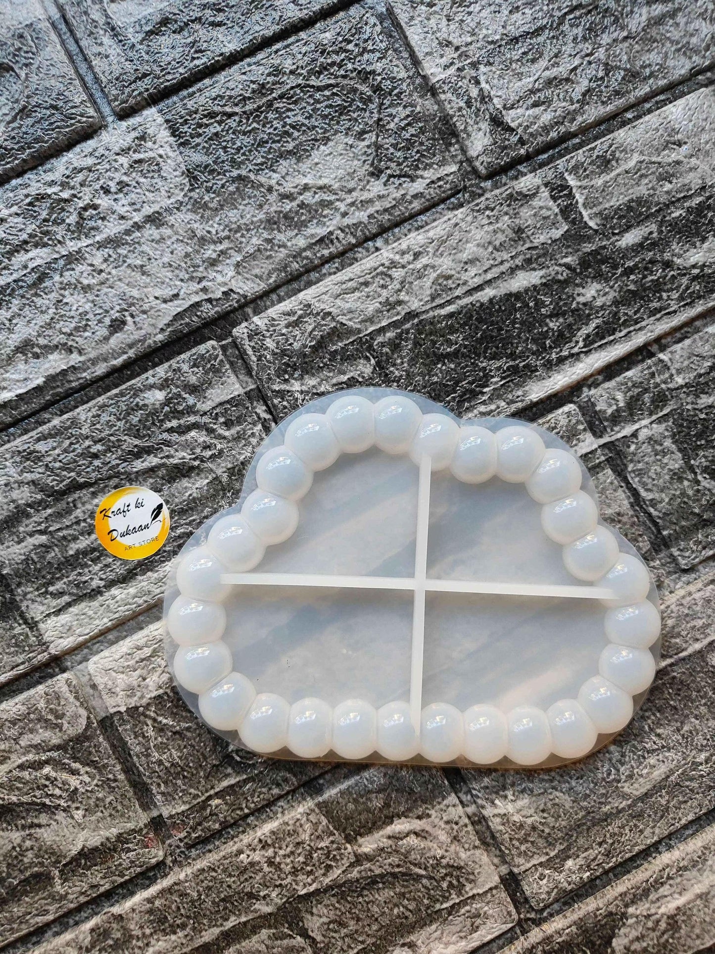 Cloud Bubble Dish mould with raised bead rim and four-piece cross grid