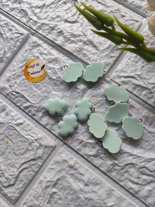 Light blue cloud flower charm pendants with loop tops, 10PC set