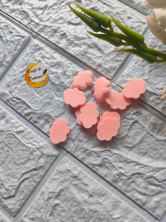 Pink cloud flower charm pendants with loop tops, 10PC set