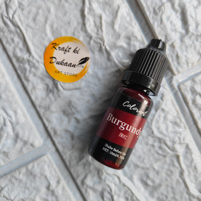 Burgundy resin colorant from Kraft ki Dukaan in a 100ml bottle for crafting projects