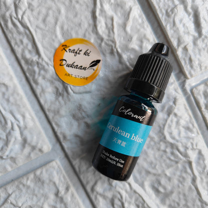 Cerulean blue resin colorant bottle from Kraft ki Dukaan for crafting and art projects