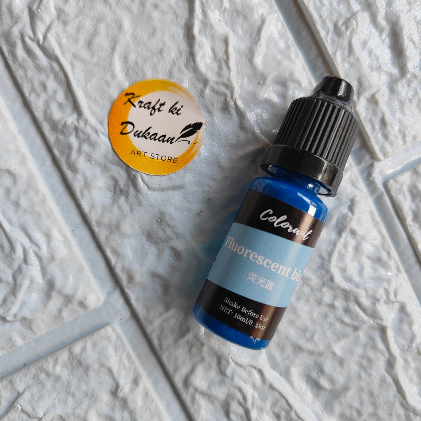 Kraft ki Dukaan Fluorescent Blue Resin Colorant in 10ml Bottle for Art Projects