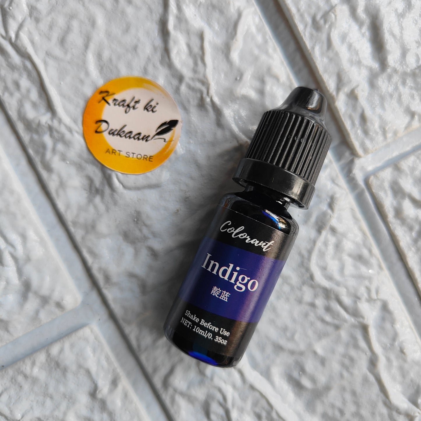 Kraft ki Dukaan Indigo Resin Colorant in a 10ml bottle for vibrant crafting projects