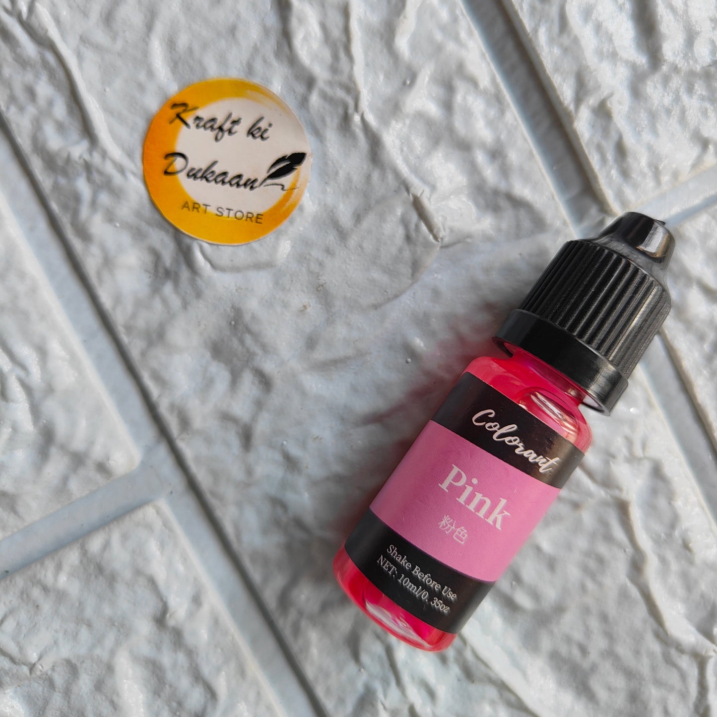 Kraft ki Dukaan pink resin colorant bottle for vibrant crafting and art projects