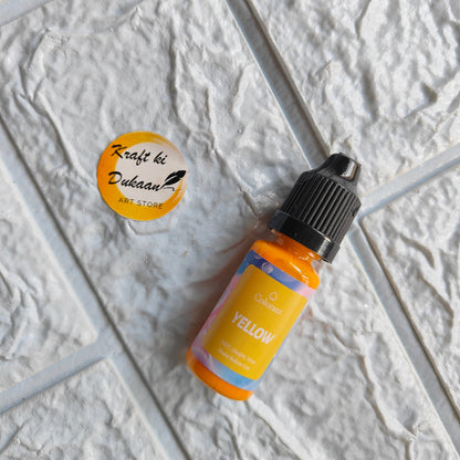 Kraft ki Dukaan Yellow Resin Pigment Colorant in a dropper bottle for vibrant resin art