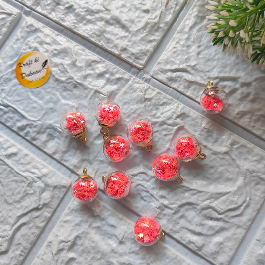 Colorful craft glass ball pendants with glittery stars for DIY jewelry projects