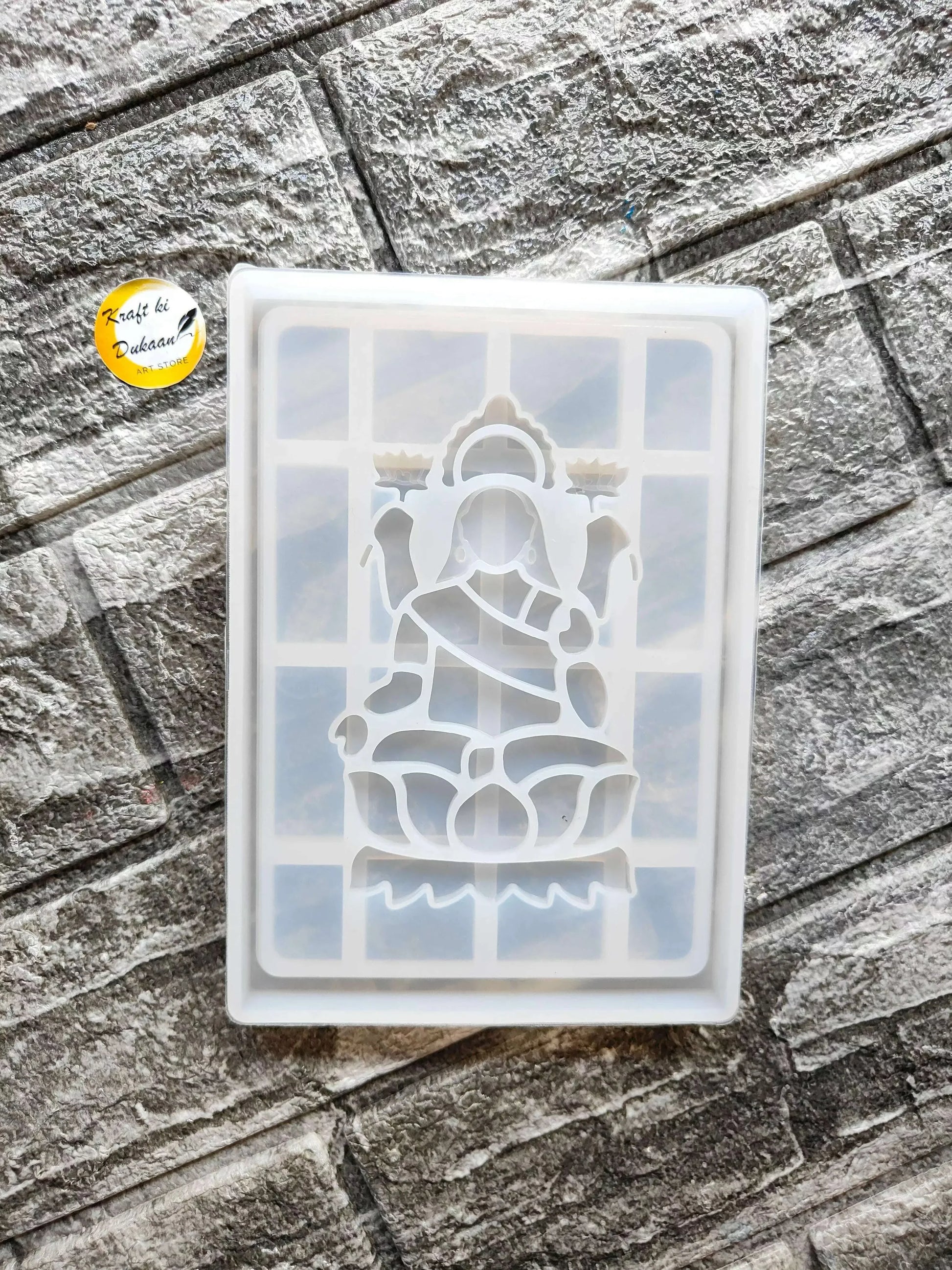 Lakshmi Ji frame mould with raised deity silhouette in square border