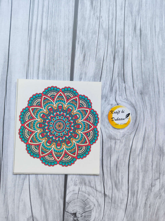 Mini color sticker sheet with vibrant mandala design for creative projects by Kraft ki Dukaan