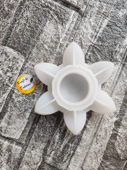 White Lotus T-Light Holder Mold by Kraft ki Dukaan for crafting decorative candle holders