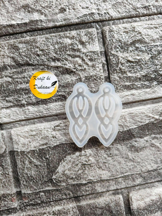 Earring mould A1, white symmetrical drop-style mould with two mirrored shapes