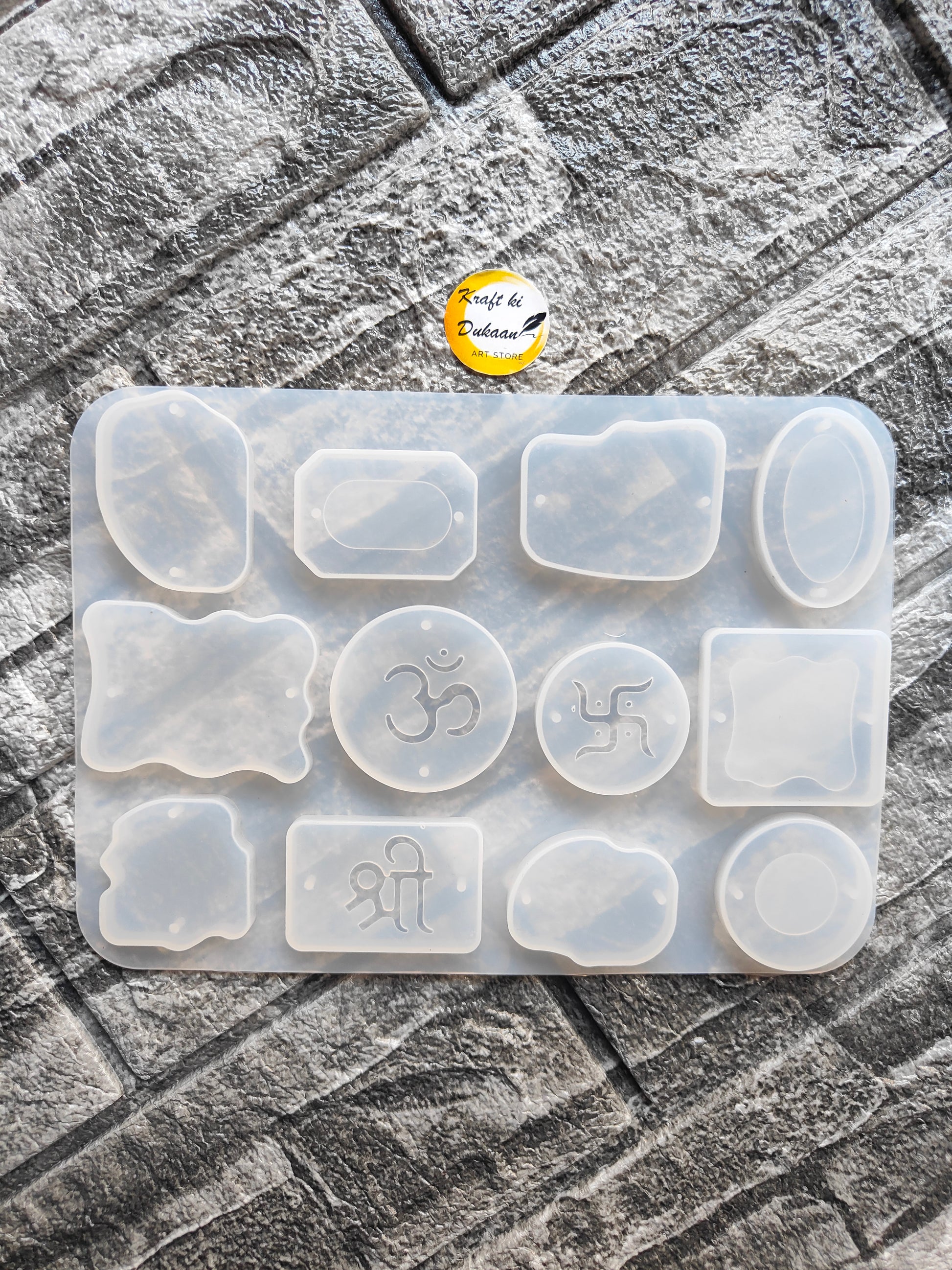 Silicone resin rakhi mould with various shaped cavities for crafting decorative rakhis