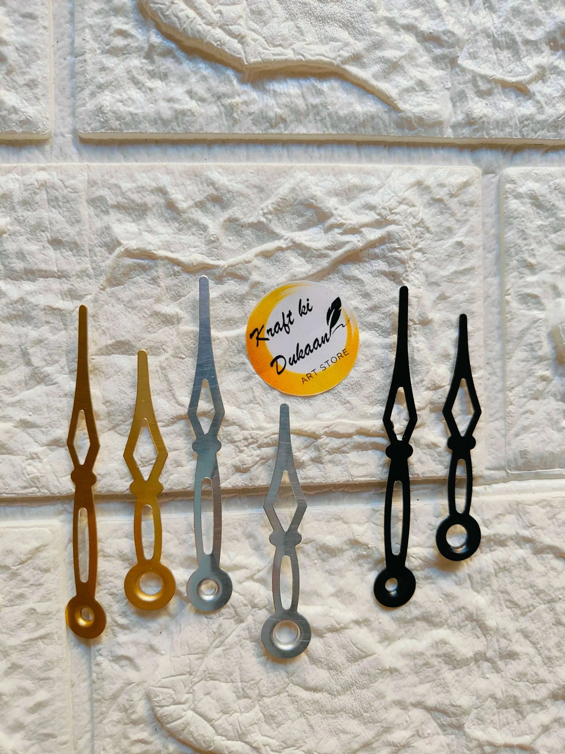 Clock Hands Metal A5, metal clock hands set: gold, silver, light blue and black