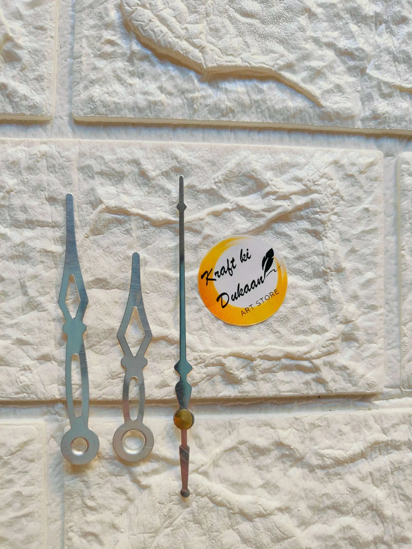 Clock Hands Metal A5, metal clock hands set in light blue, silver and gold