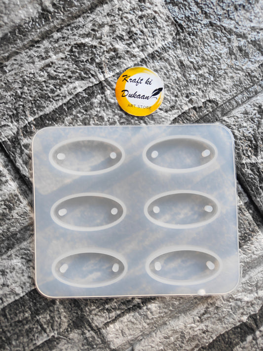 Silicone Rakhi mould for resin art with six oval cavities for creating unique designs