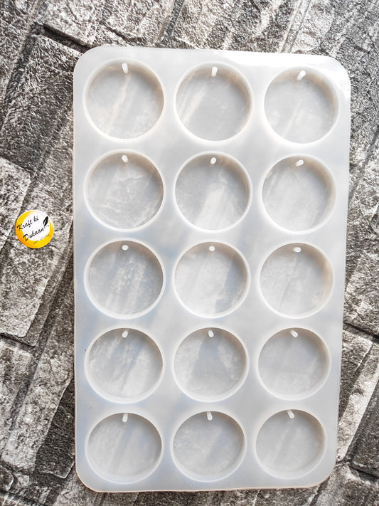 15 cavity round keychain mold by Kraft ki Dukaan made from durable silicone for easy casting