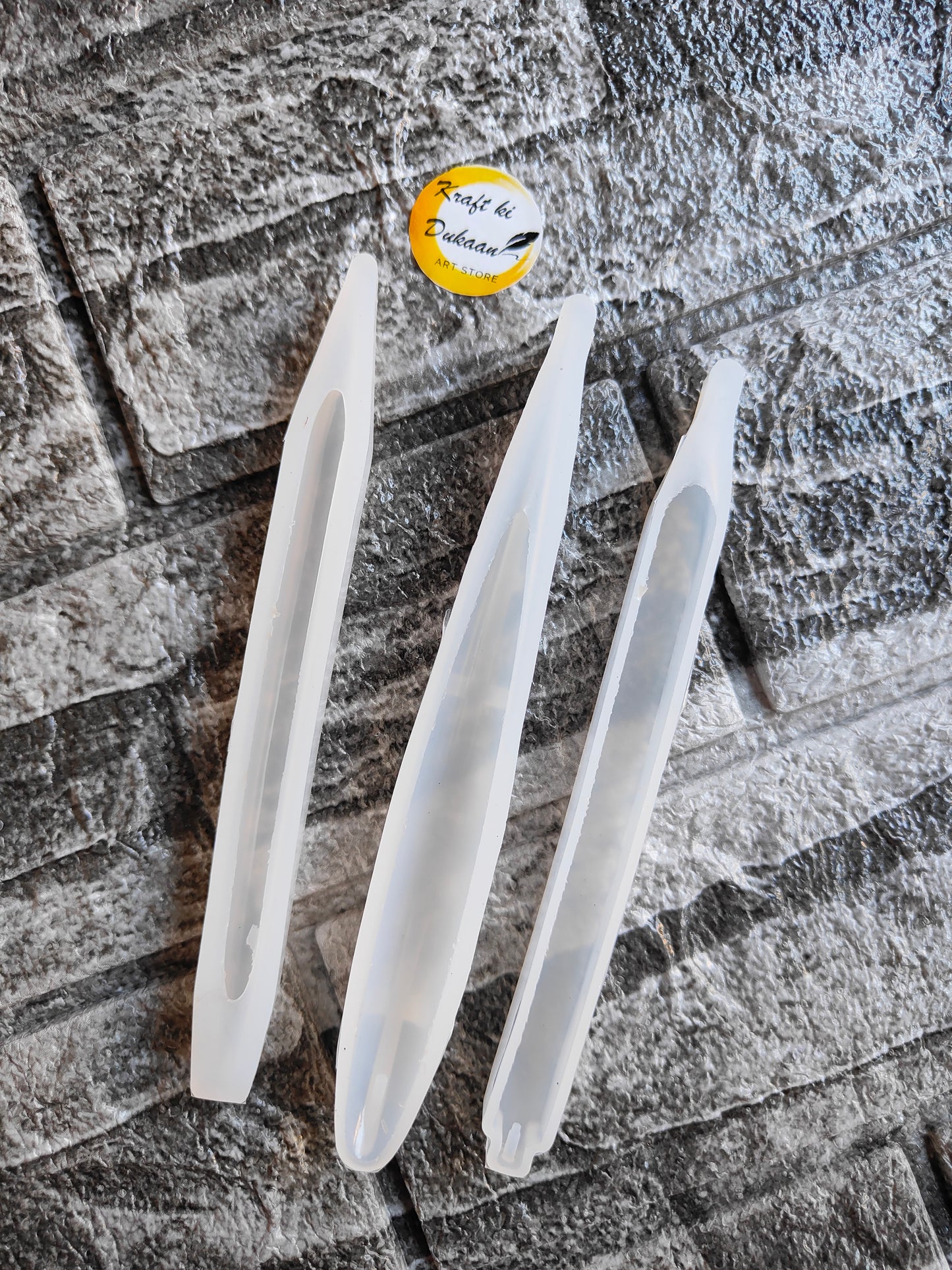 Kraft ki Dukaan resin pen mold set with three clear silicone molds for crafting custom resin pens