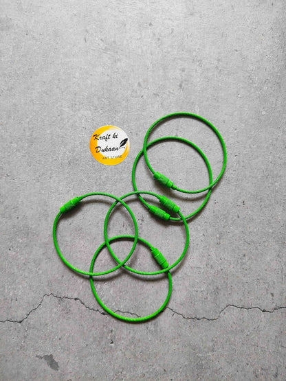 Green cable wire loop screw clasps, 5-piece set with connector ends