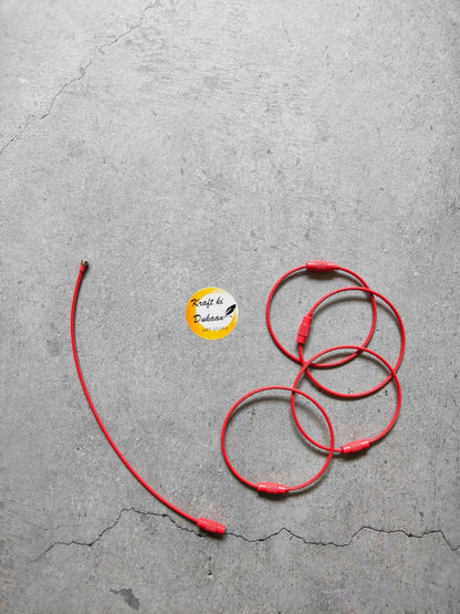 Red cable wire loop screw clasps, 5-piece set with connector ends