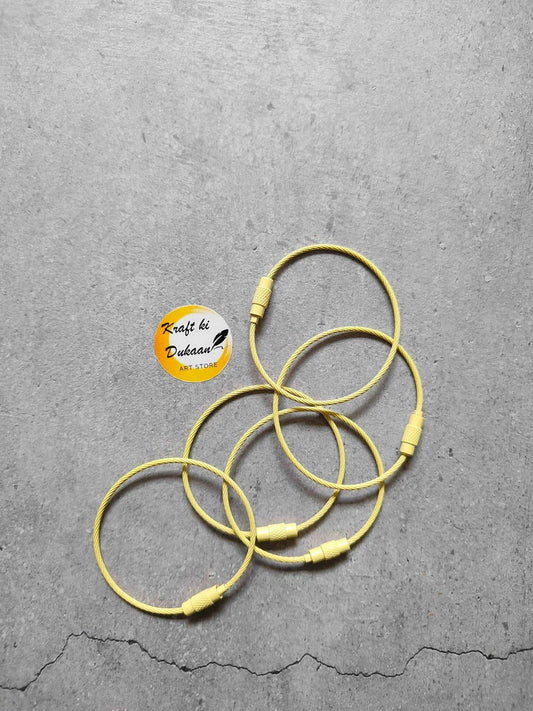 Yellow cable wire loop screw clasps, 5-piece set with connector ends