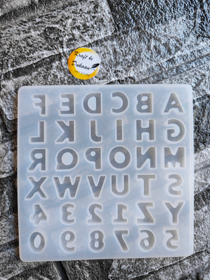 Kraft ki Dukaan small alphabet resin mould with uppercase letters and numbers for crafting