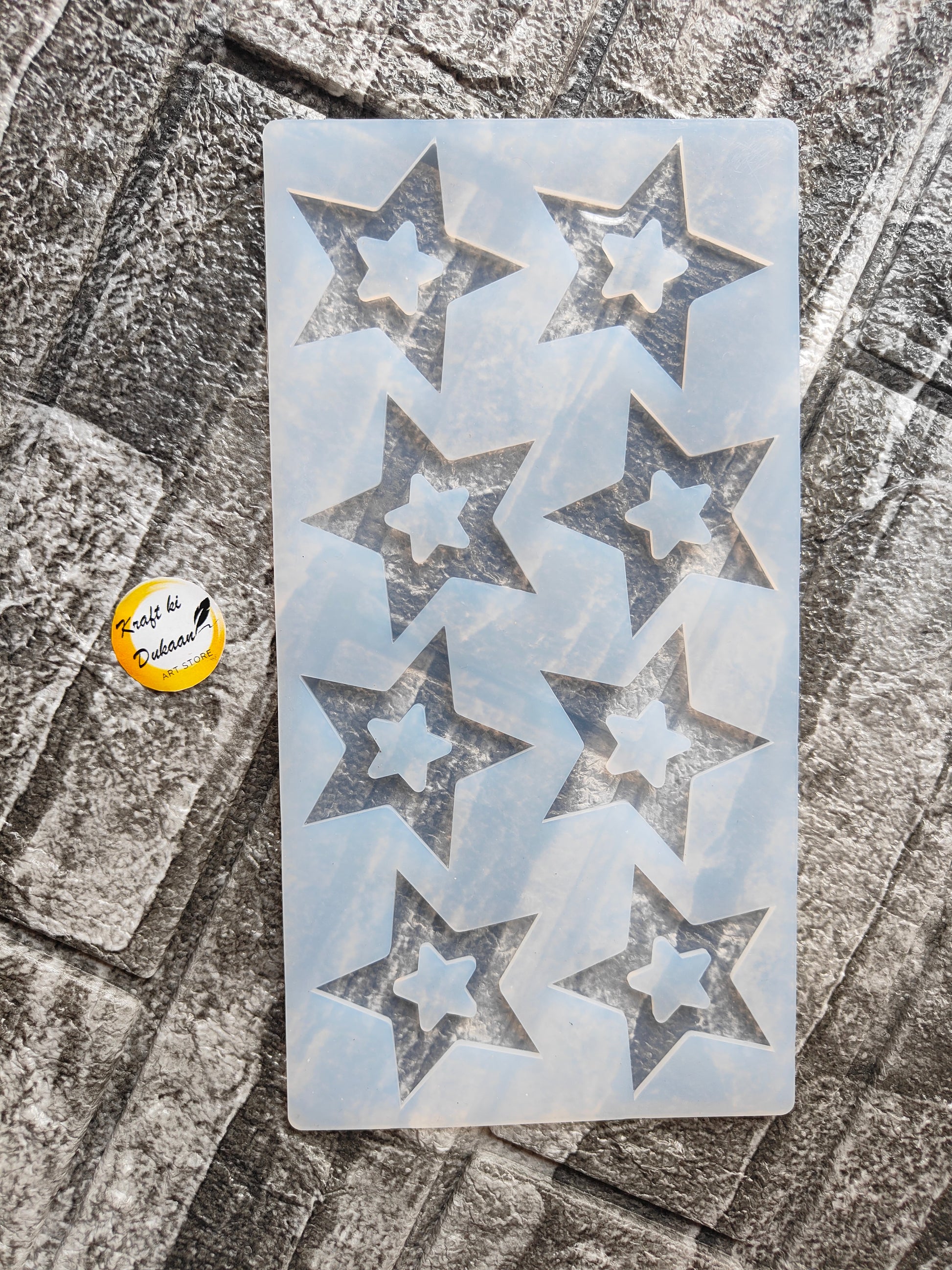 Clear 3D star resin mold with multiple star-shaped cavities for crafting by Kraft ki Dukaan