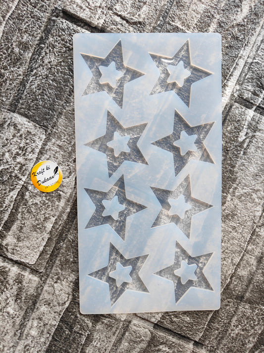 Clear 3D star resin mold with multiple star-shaped cavities for crafting by Kraft ki Dukaan