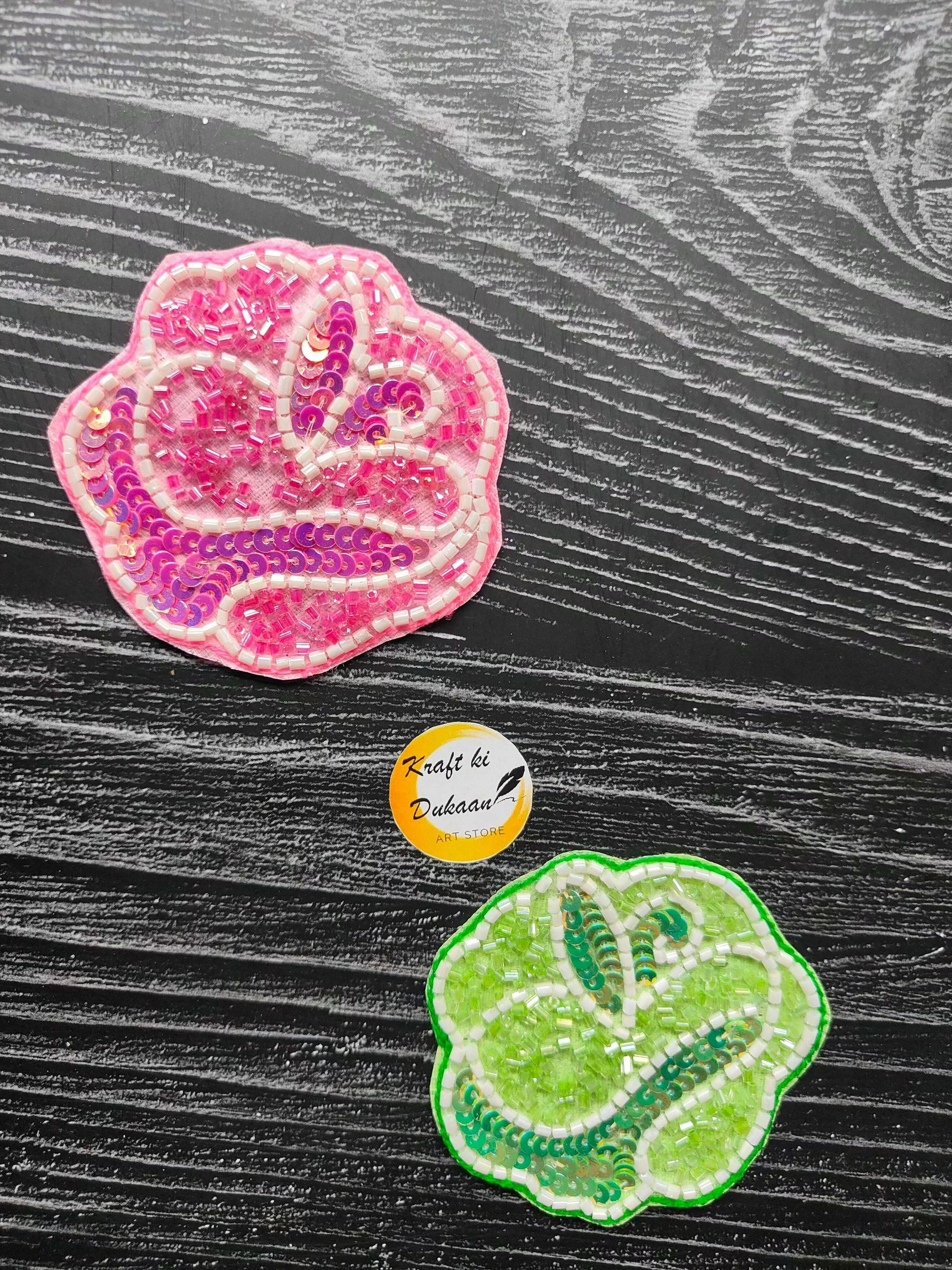 decorative-embroidered-patch-pink-green-sequined-collection