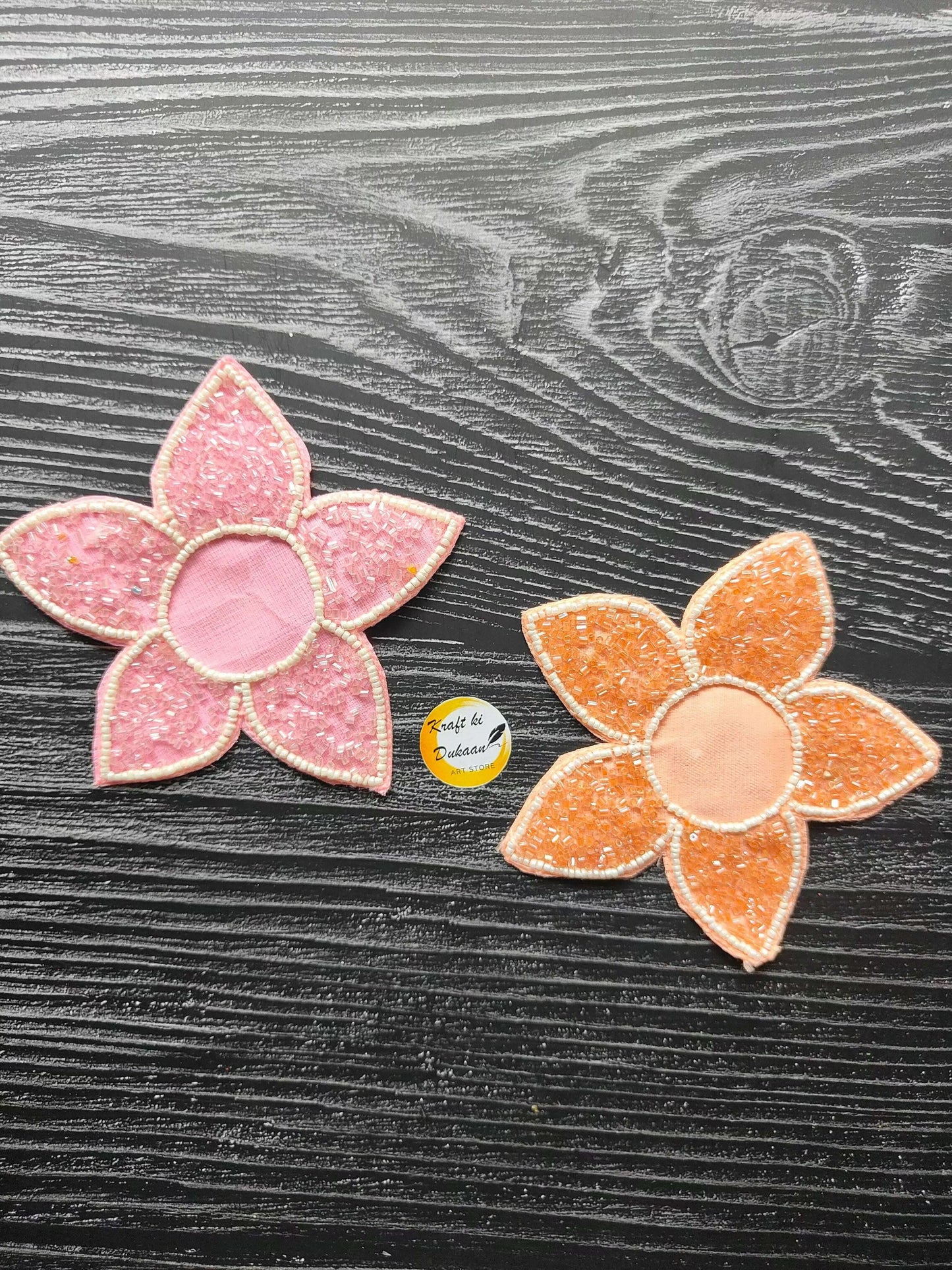 decorative-flower-patch-pink-orange-beaded-flowers
