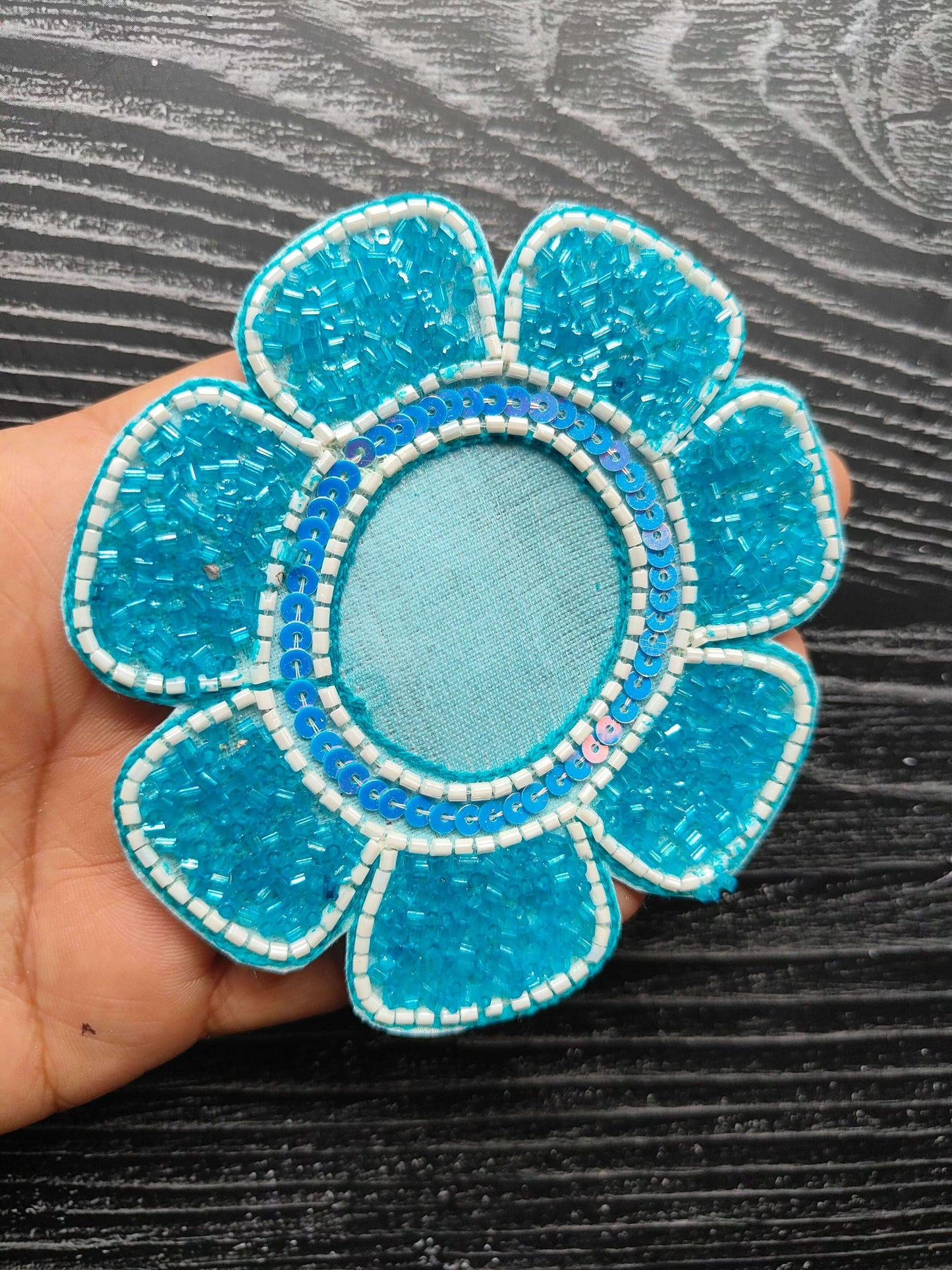 decorative-flower-patches-blue-beaded-sequined
