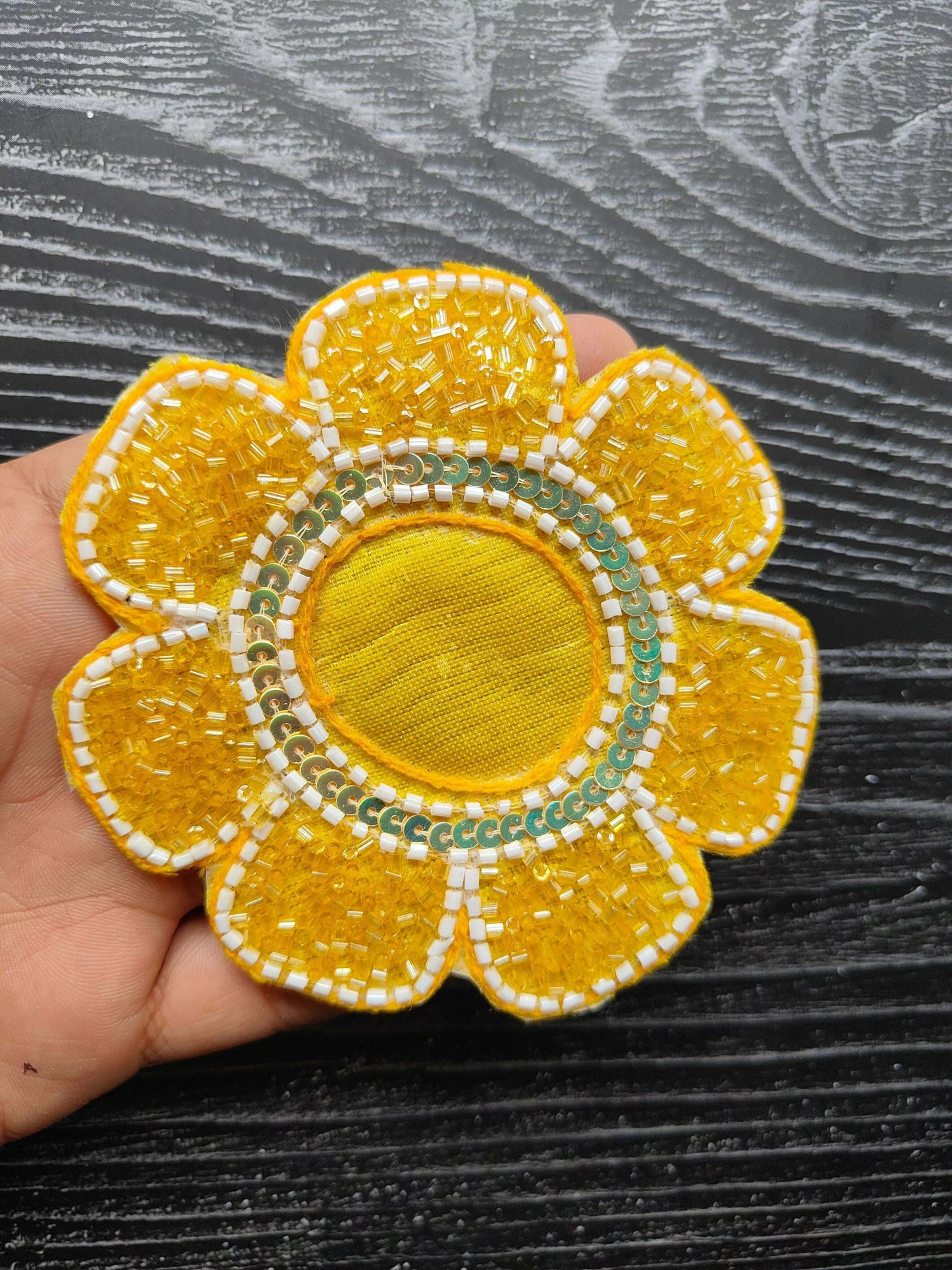 decorative-flower-patches-yellow-beaded-sequined